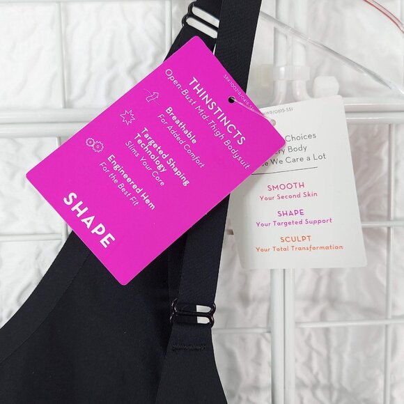 Spanx Thinstincts Open-Bust Mid-Thigh Bodysuit Very Black 10021P - Picture 5 of 6